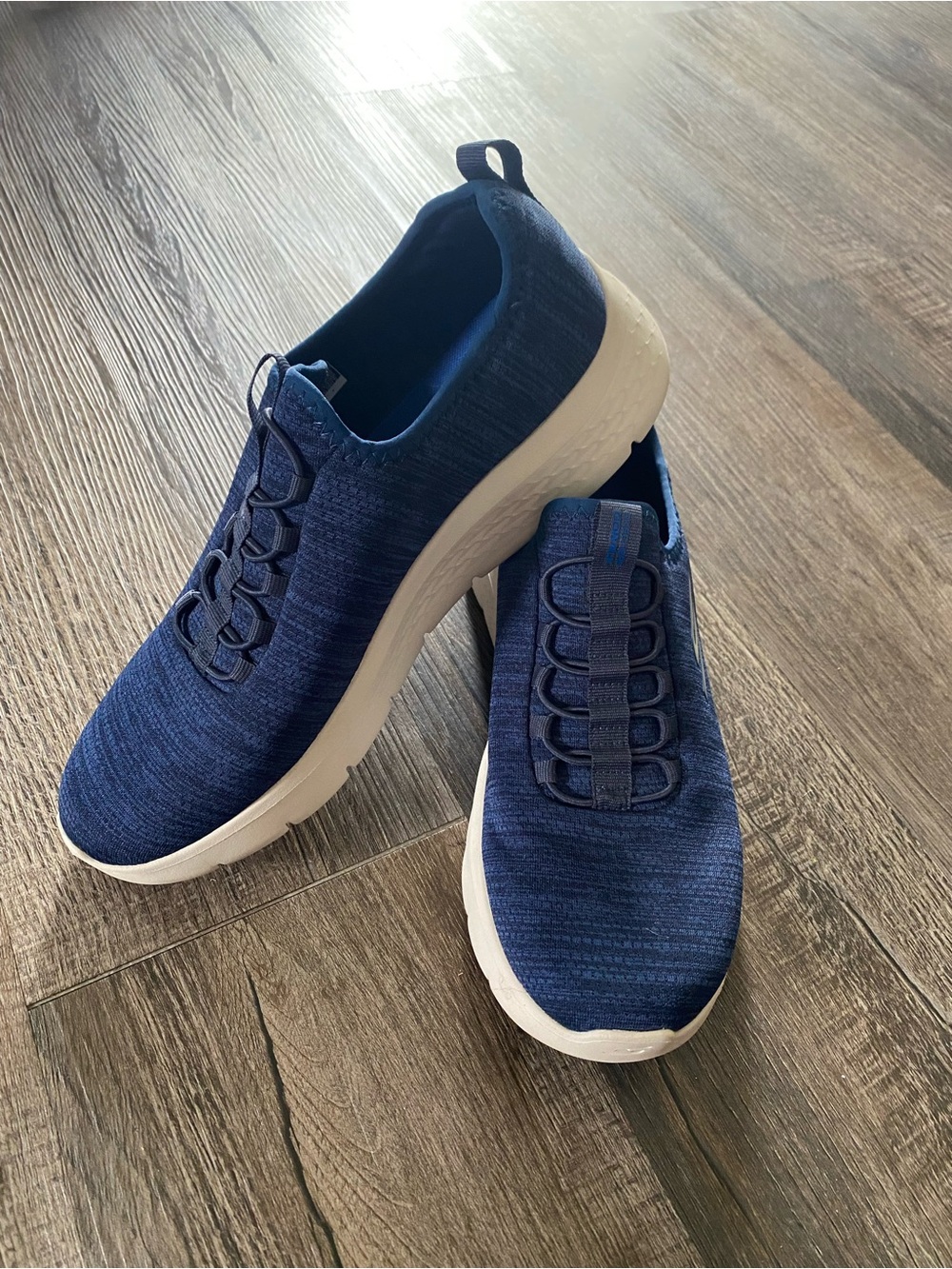 Skechers Men's Slip-On Sneakers in Navy and White